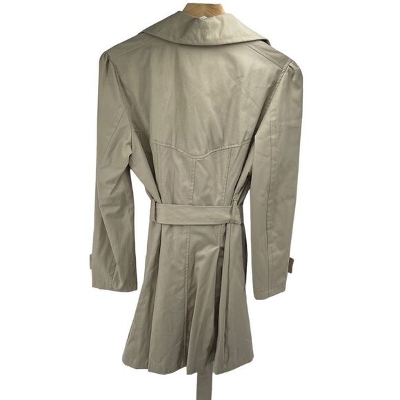 Nanette Lepore Trench Coat Big Button Up Single Breasted Tan Belted Small NEW - Picture 11 of 12